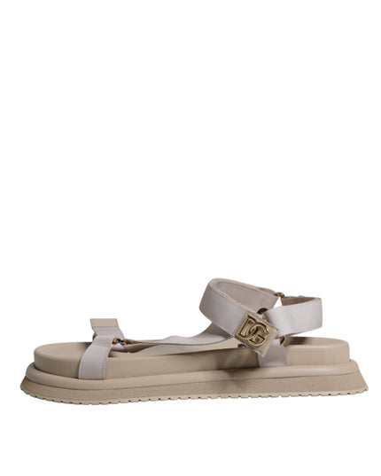 Dolce & Gabbana Beige Nappa Devotion Strap Men Sandals Shoes