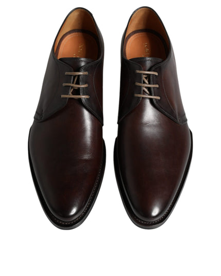 Dolce & Gabbana Black Leather Lace Up Men Derby Formal Shoes