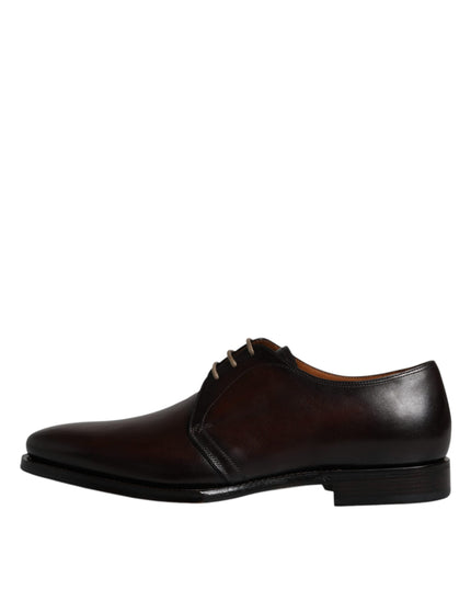 Dolce & Gabbana Black Leather Lace Up Men Derby Formal Shoes