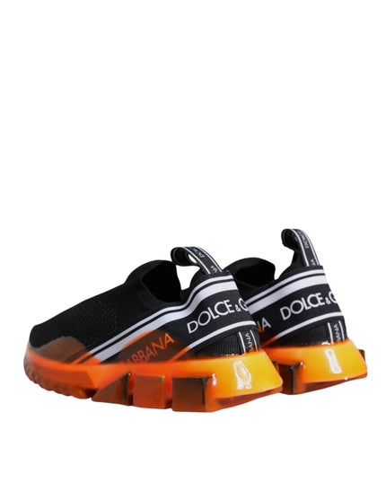 Dolce & Gabbana Black Orange Sorrento Slip On Sneakers Shoes