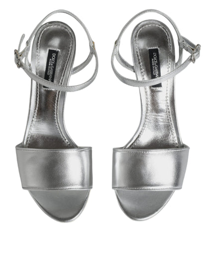 Dolce & Gabbana Silver KEIRA Heels Ankle Strap Sandals Shoes