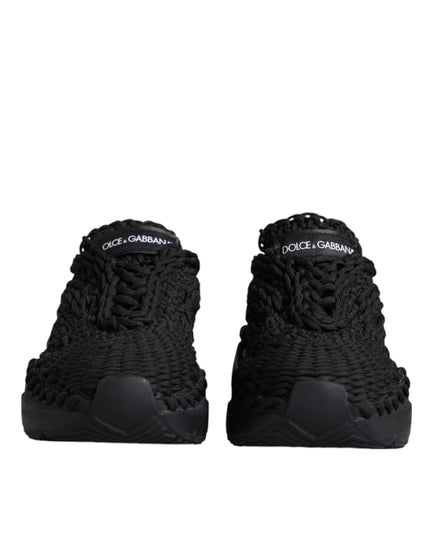 Dolce & Gabbana Black Knitted Daymaster Sneakers Shoes