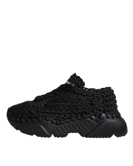 Dolce & Gabbana Black Knitted Daymaster Sneakers Shoes
