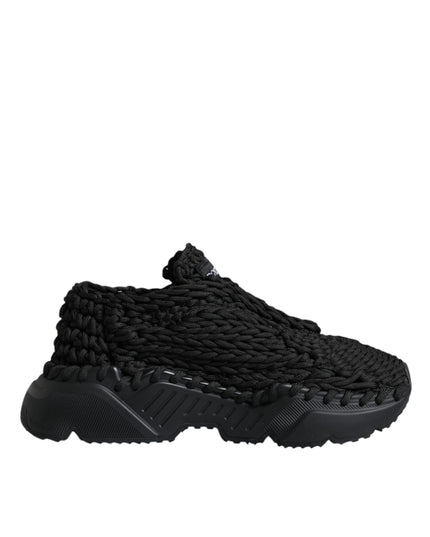 Dolce & Gabbana Black Knitted Daymaster Sneakers Shoes