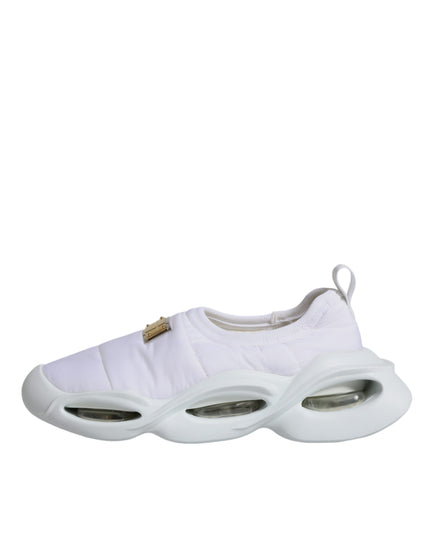 Dolce & Gabbana White Padded Fabric Low Top Sneakers Shoes