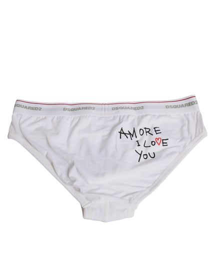 Dsquared² White Cotton Stretch Women Mid Waist Panty Underwear