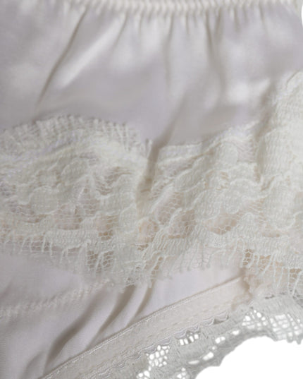 Dolce & Gabbana White Silk Stretch Panty Balconette Bra Underwear
