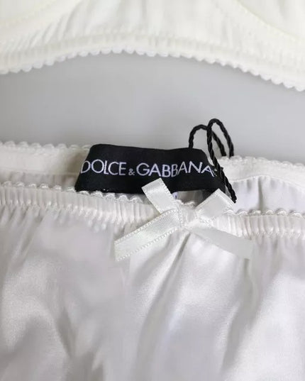 Dolce & Gabbana White Silk Stretch Panty Balconette Bra Underwear