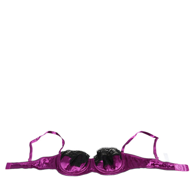 Dolce & Gabbana Purple Silk Underwired Balconette Bra Underwear