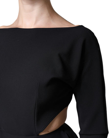 Dolce & Gabbana Black Viscose Cut Out A-line Long Sleeves Mini Dress