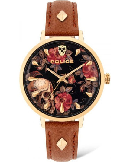 Police Brown Leather Dress Watch