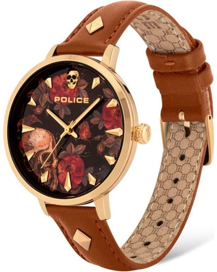 Police Brown Leather Dress Watch