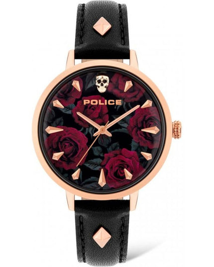 Police Black Leather Dress Watch