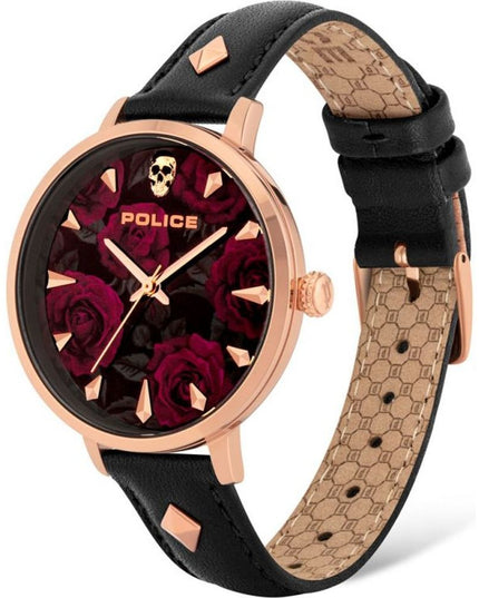 Police Black Leather Dress Watch