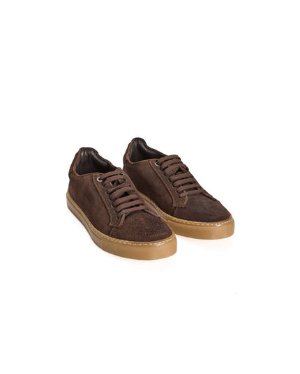 Roberto Pepe Luxury Brown Calfskin Men Sneaker