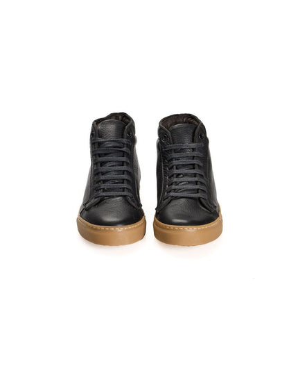 Roberto Pepe Luxury Black Calfskin Men's High Sneaker