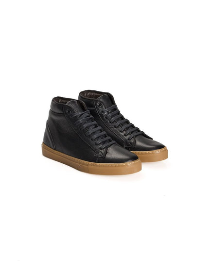 Roberto Pepe Luxury Black Calfskin Men's High Sneaker
