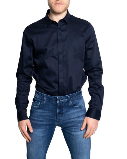 Armani Exchange Blue Cotton Dress Shirt