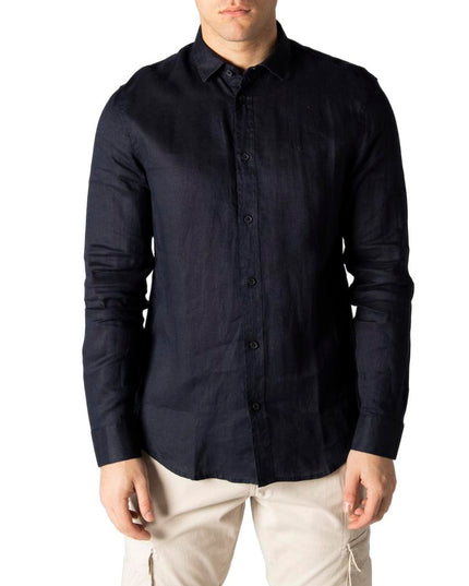 Armani Exchange Blue Linen Dress Shirt