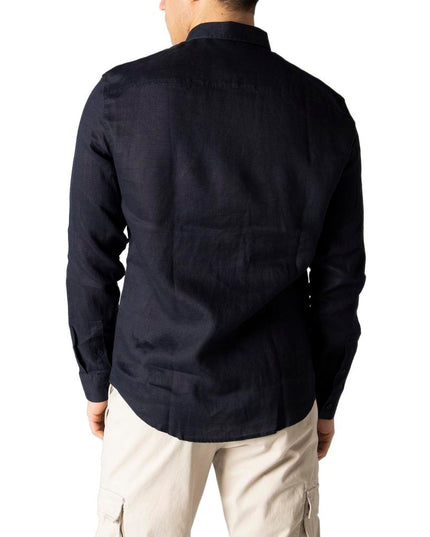 Armani Exchange Blue Linen Dress Shirt