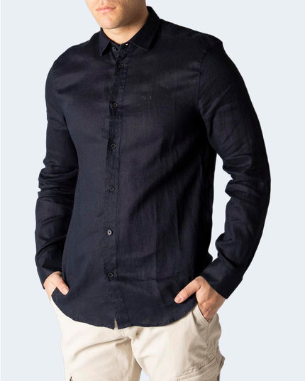 Armani Exchange Blue Linen Dress Shirt