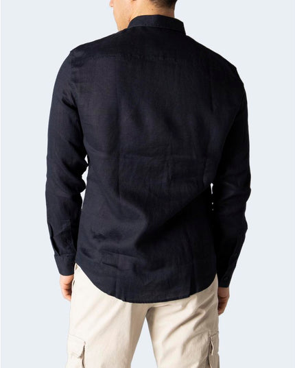 Armani Exchange Blue Linen Dress Shirt