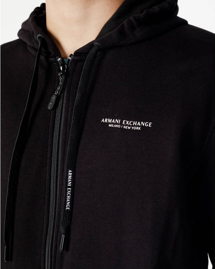 Armani Exchange Black Cotton Hoodie