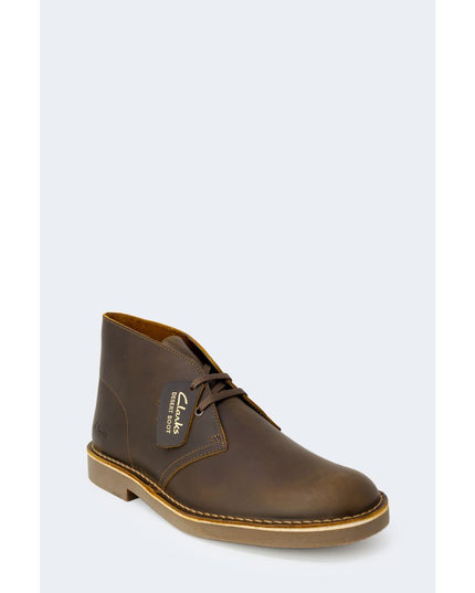 Clarks Brown Leather Lace-Up Boots