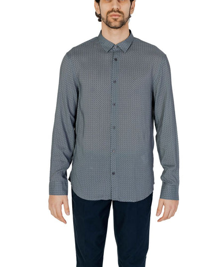 Armani Exchange Gray Viscose Pattern Shirt