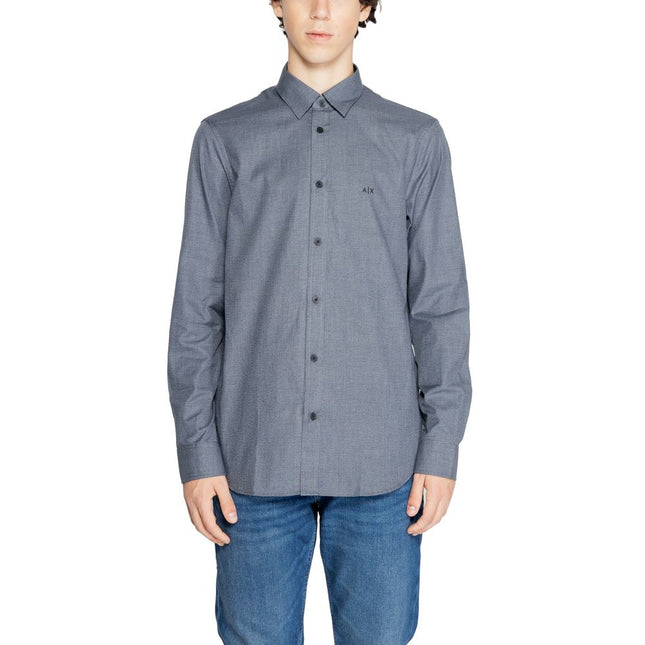 Armani Exchange Blue Cotton Dress Shirt