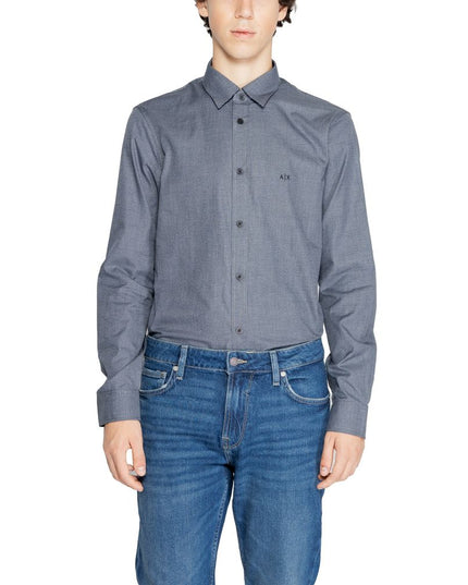 Armani Exchange Blue Cotton Dress Shirt