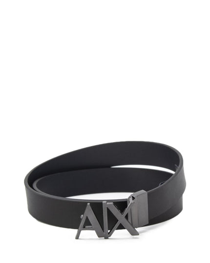 Armani Exchange Black Leather Regular Belt