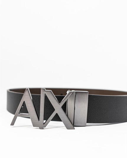Armani Exchange Black Leather Regular Belt