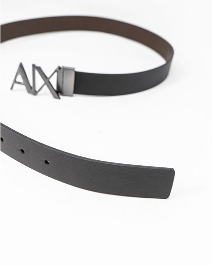Armani Exchange Black Leather Regular Belt