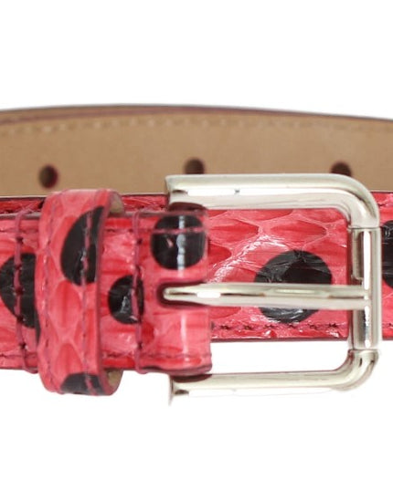 Dolce & Gabbana Pink Polka Snakeskin Silver Buckle Belt