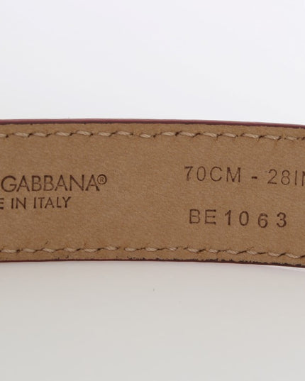 Dolce & Gabbana Pink Polka Snakeskin Silver Buckle Belt