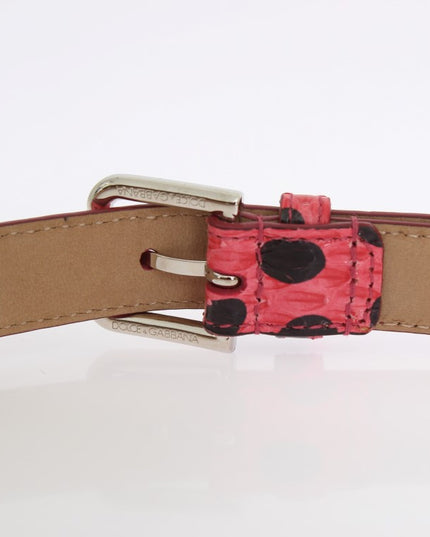 Dolce & Gabbana Pink Polka Snakeskin Silver Buckle Belt