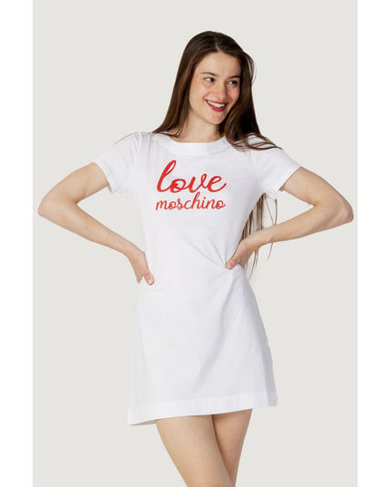 Love Moschino White Cotton Short Dress