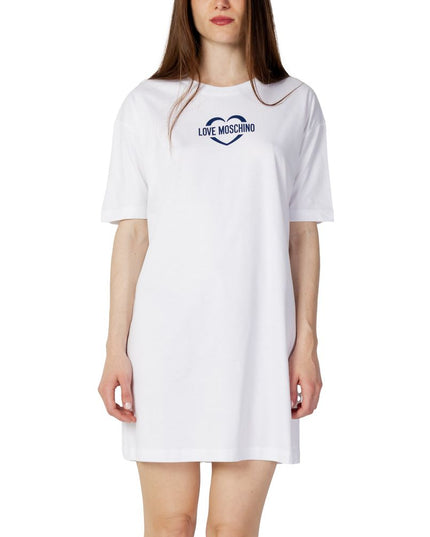 Love Moschino White Cotton Short Dress