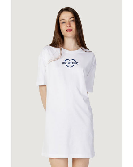 Love Moschino White Cotton Short Dress