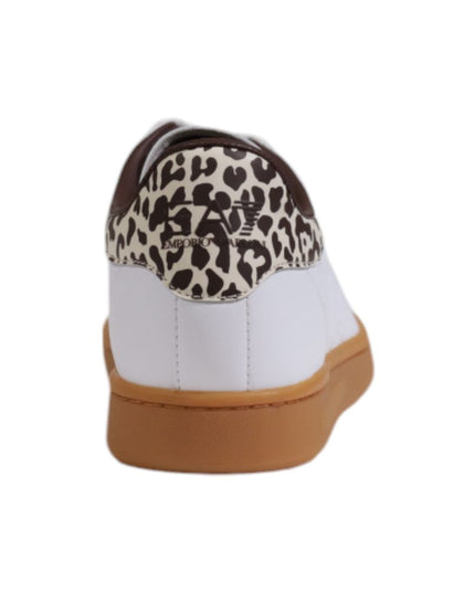 EA7 Emporio Armani Beige Leather Low Top Sneakers