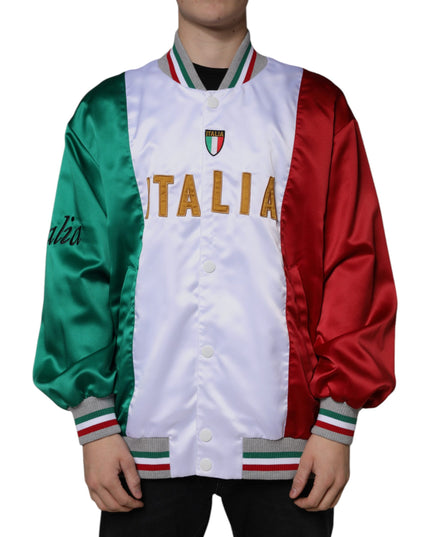 Dolce & Gabbana Multicolor Italia Button Down Bomber Jacket