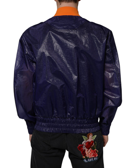 Dolce & Gabbana Blue Cotton Stretch Full Zip Bomber Jacket