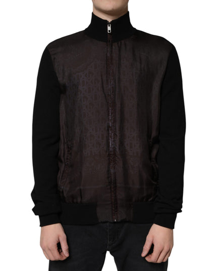 Dolce & Gabbana Black Logo Monogram Full Zip Bomber Jacket