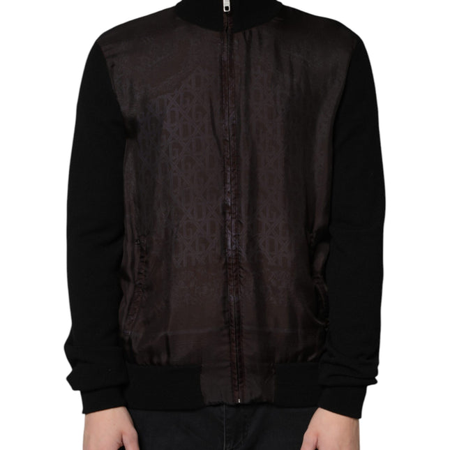 Dolce & Gabbana Black Logo Monogram Full Zip Bomber Jacket