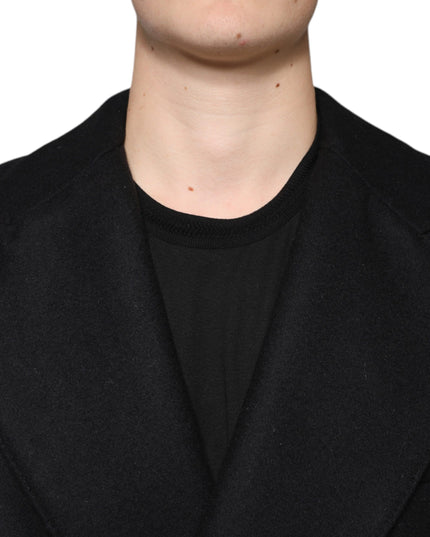 Dolce & Gabbana Black Wool Double Breasted Men Coat Jacket