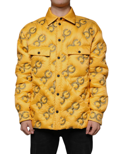 Dolce & Gabbana Yellow Logo Padded Buttoned Blouson Jacket