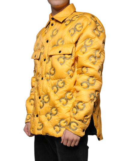 Dolce & Gabbana Yellow Logo Padded Buttoned Blouson Jacket