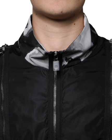 Dolce & Gabbana Black Nylon Full Zip Men Bomber Jacket