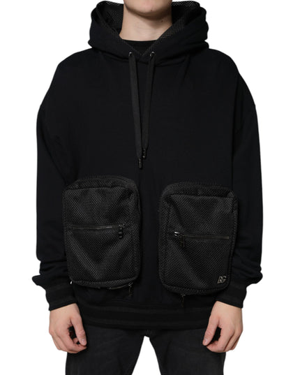 Dolce & Gabbana Black Hooded Pullover Men Sweatshirt Sweater